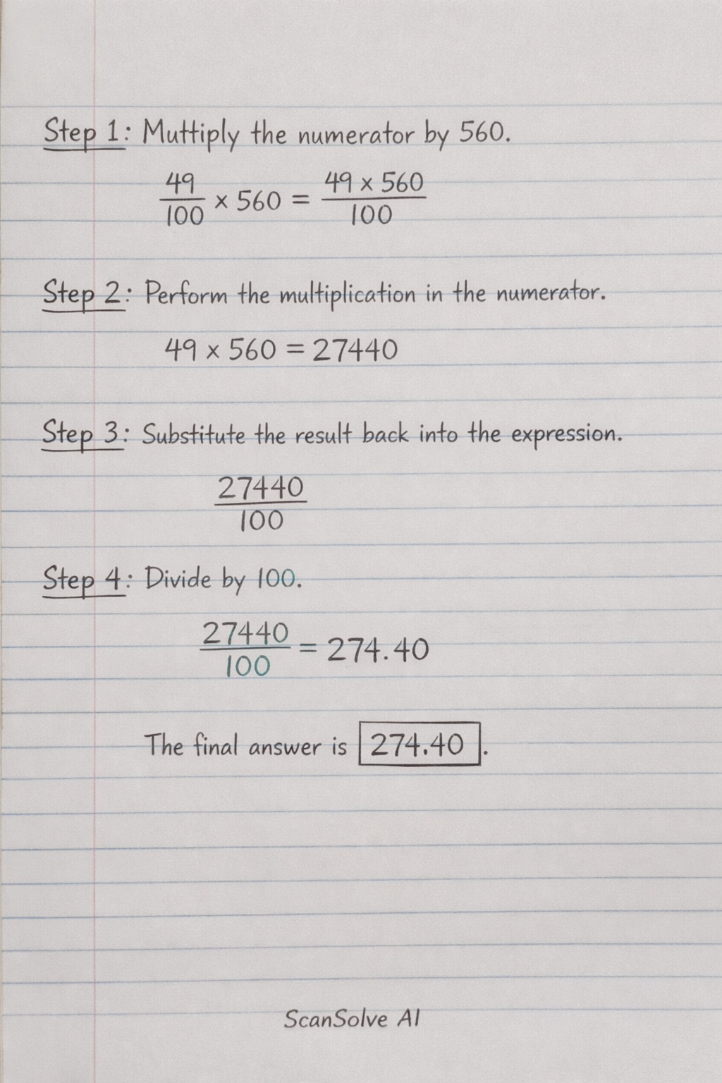 Handwritten step-by-step solution