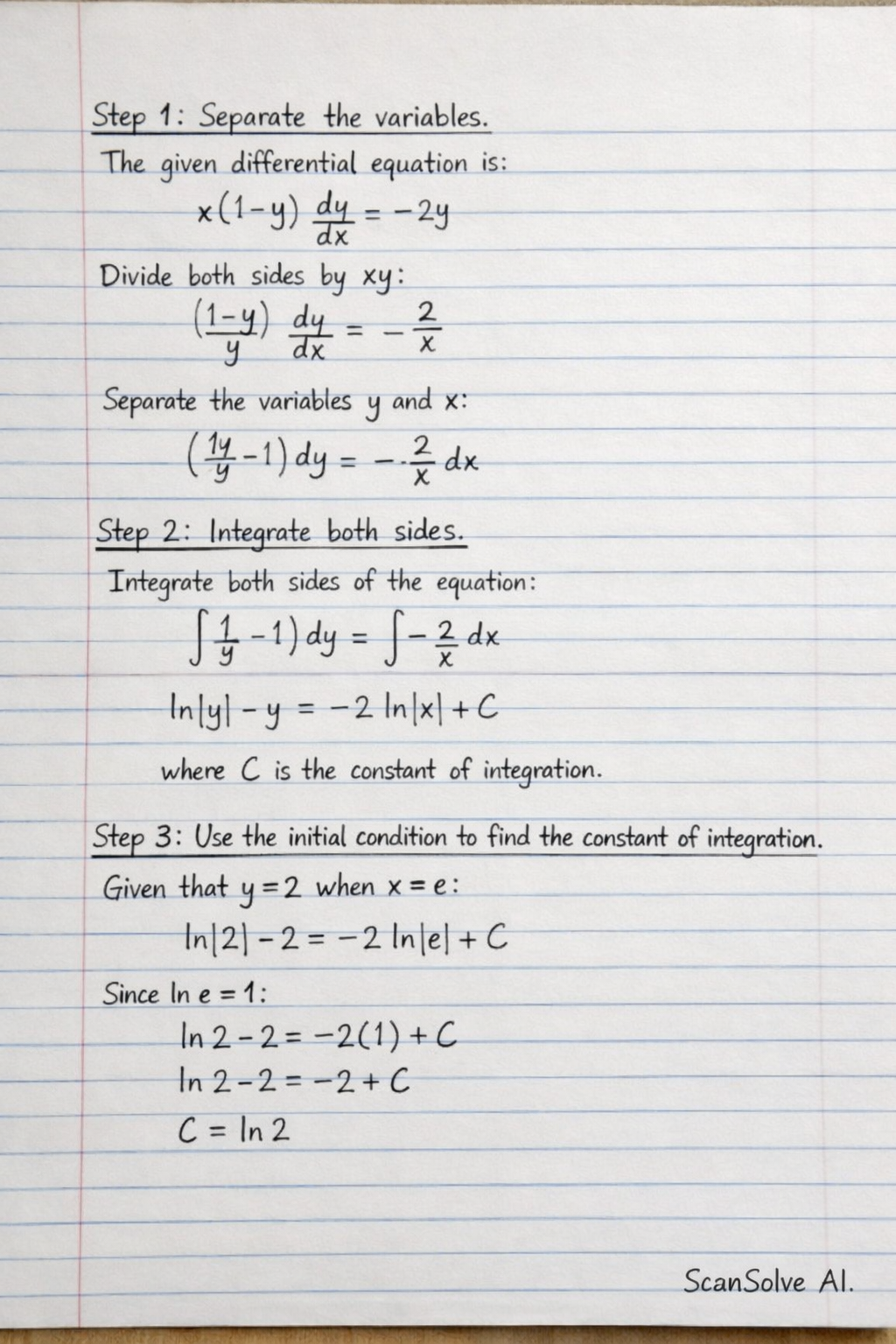Handwritten step-by-step solution preview