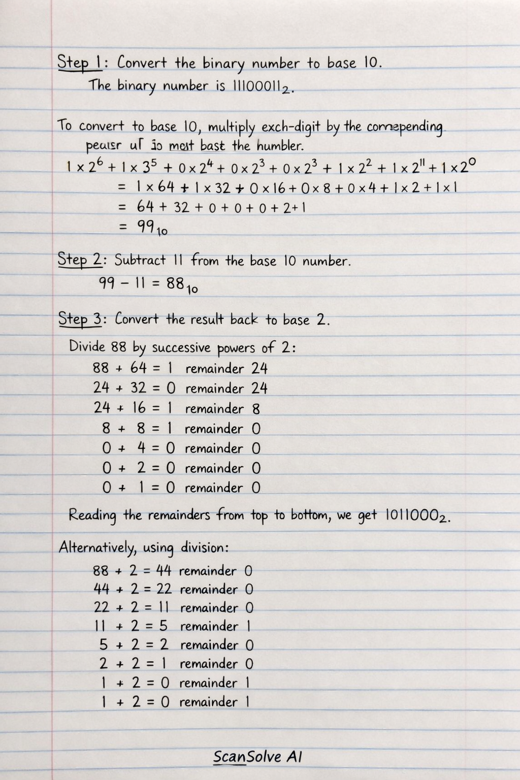 Handwritten step-by-step solution