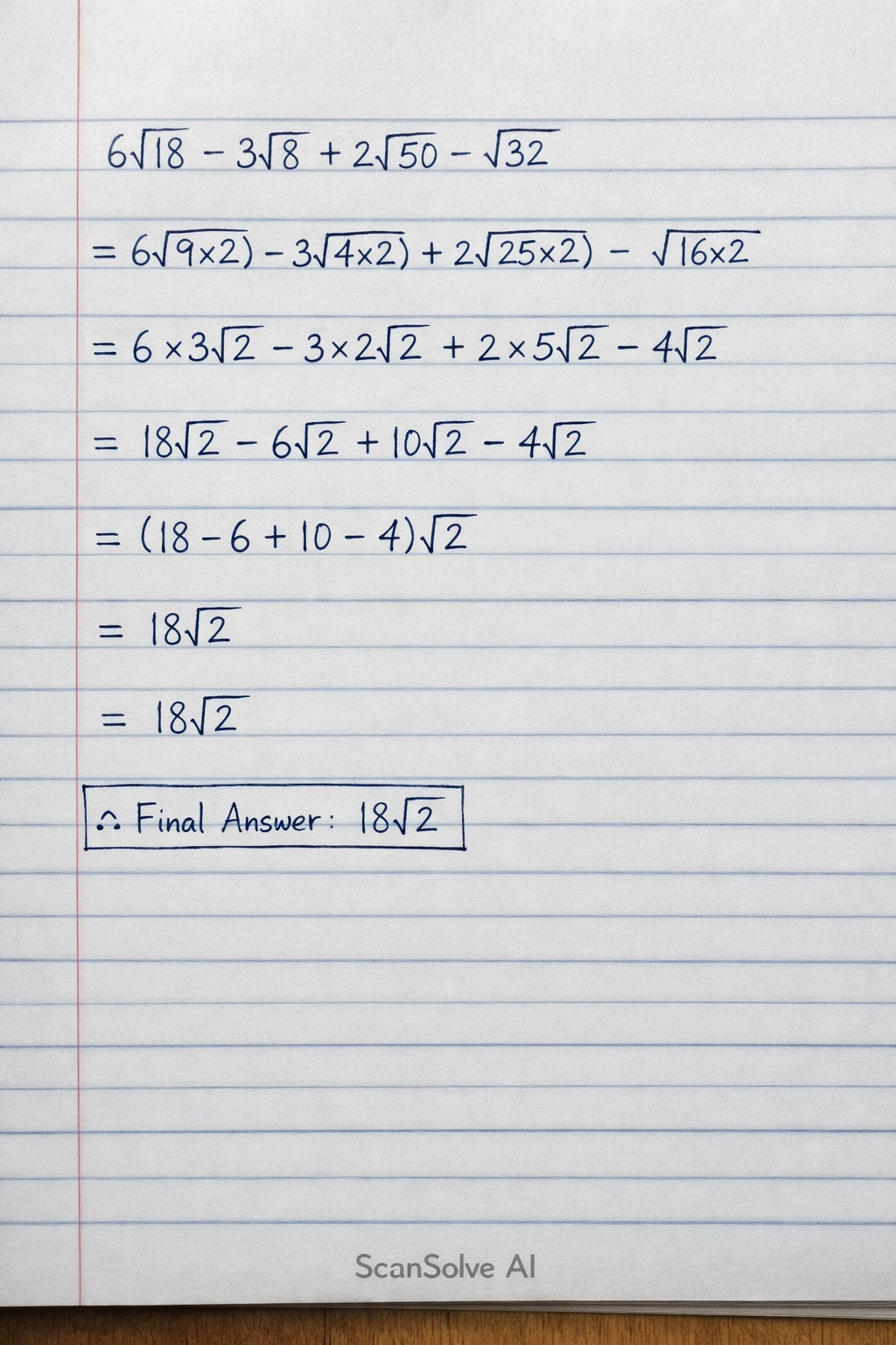 Handwritten step-by-step solution preview