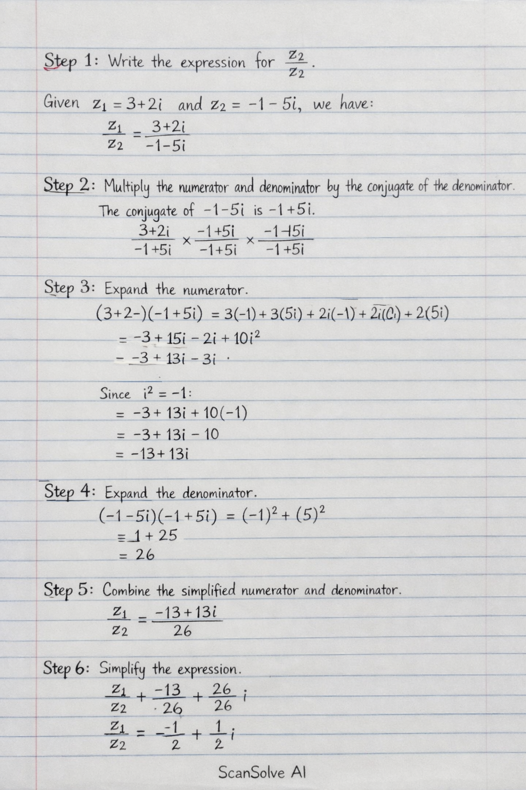 Handwritten step-by-step solution preview