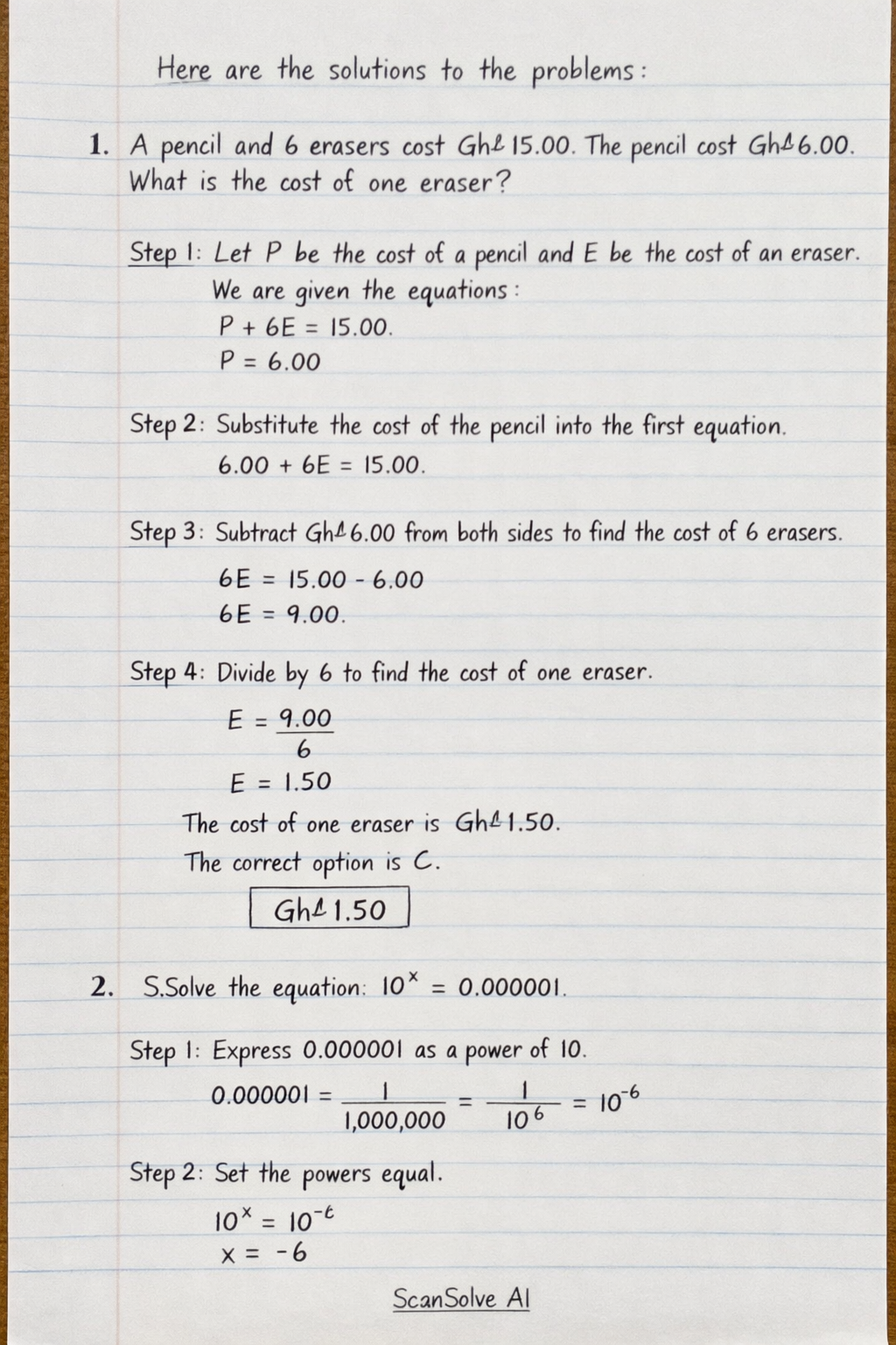 Handwritten step-by-step solution preview