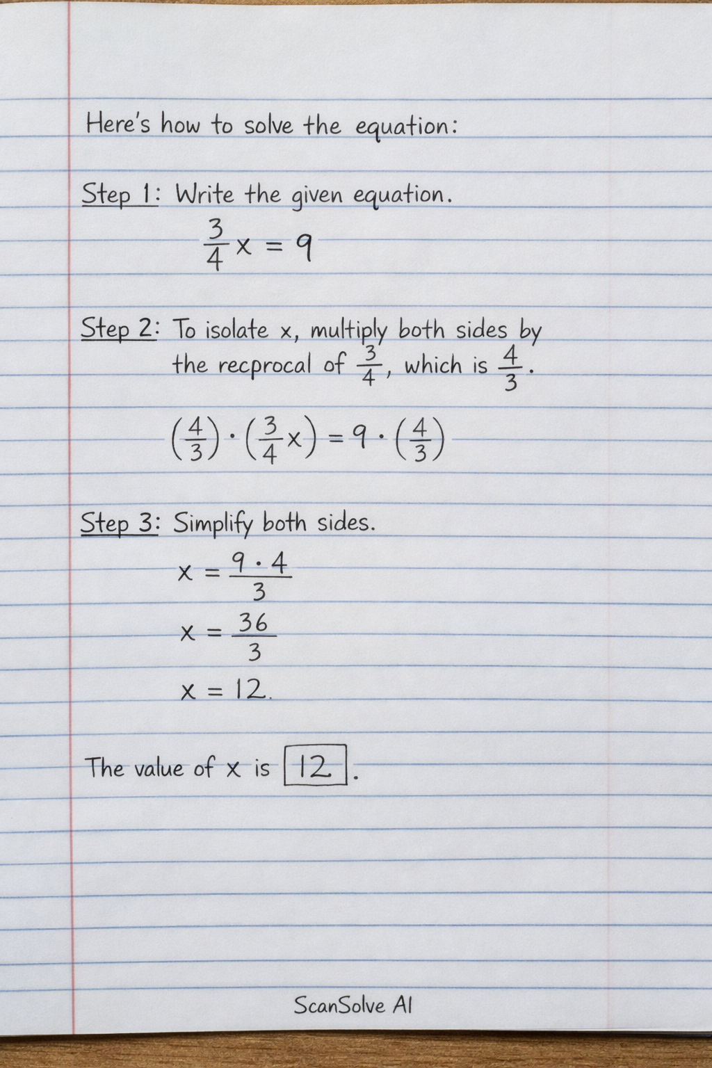 Handwritten step-by-step solution preview