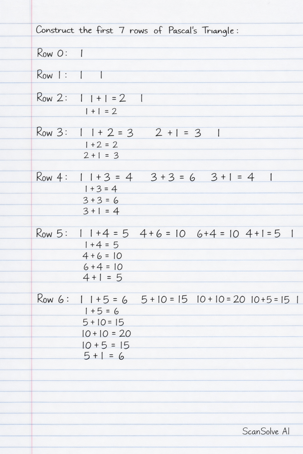 Handwritten step-by-step solution