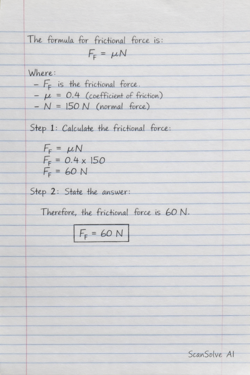 Handwritten step-by-step solution