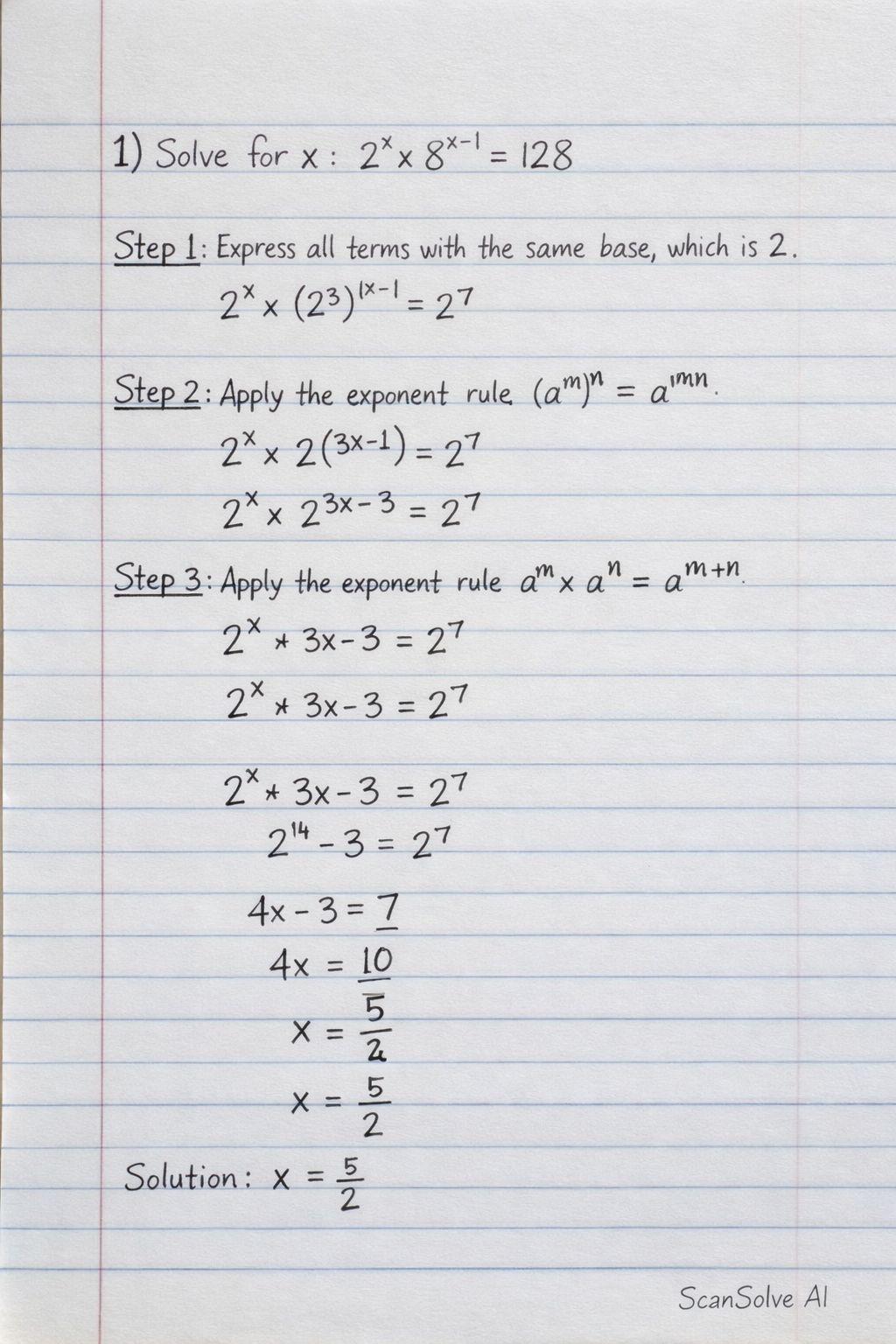 Handwritten step-by-step solution