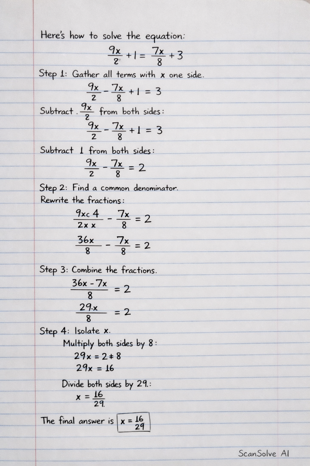 Handwritten step-by-step solution preview
