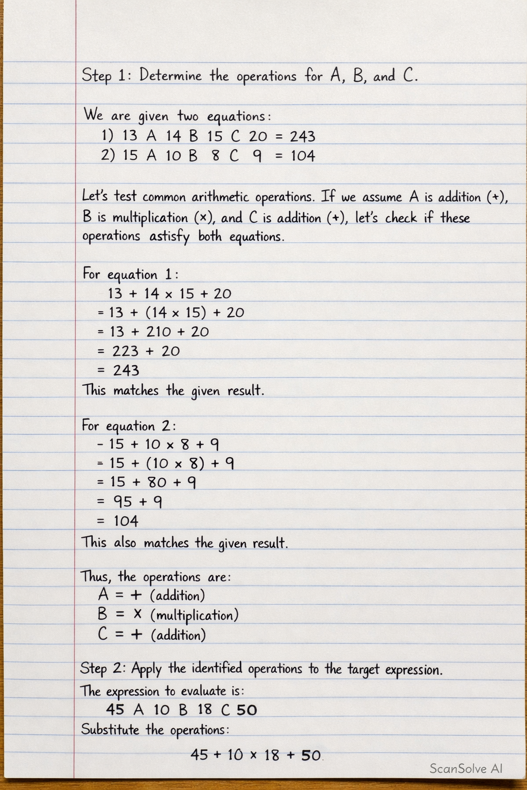 Handwritten step-by-step solution