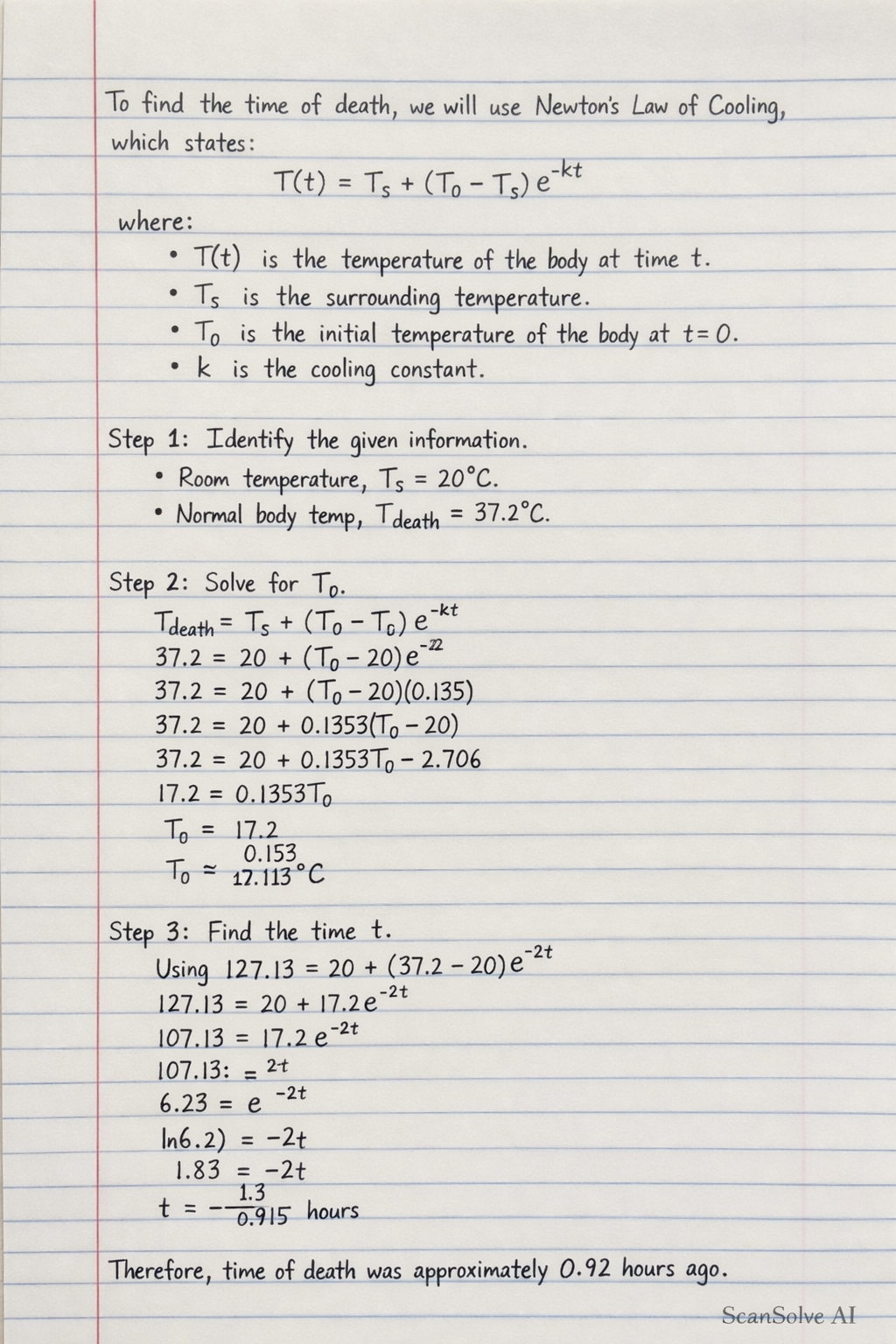 Handwritten step-by-step solution