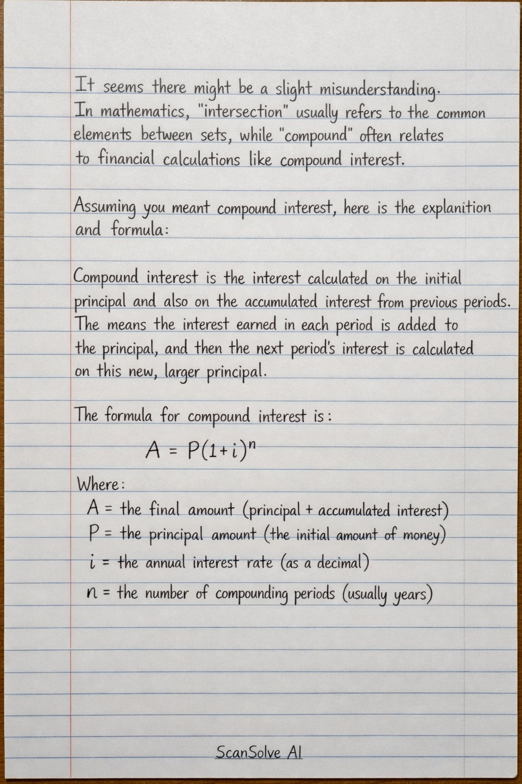 Handwritten step-by-step solution