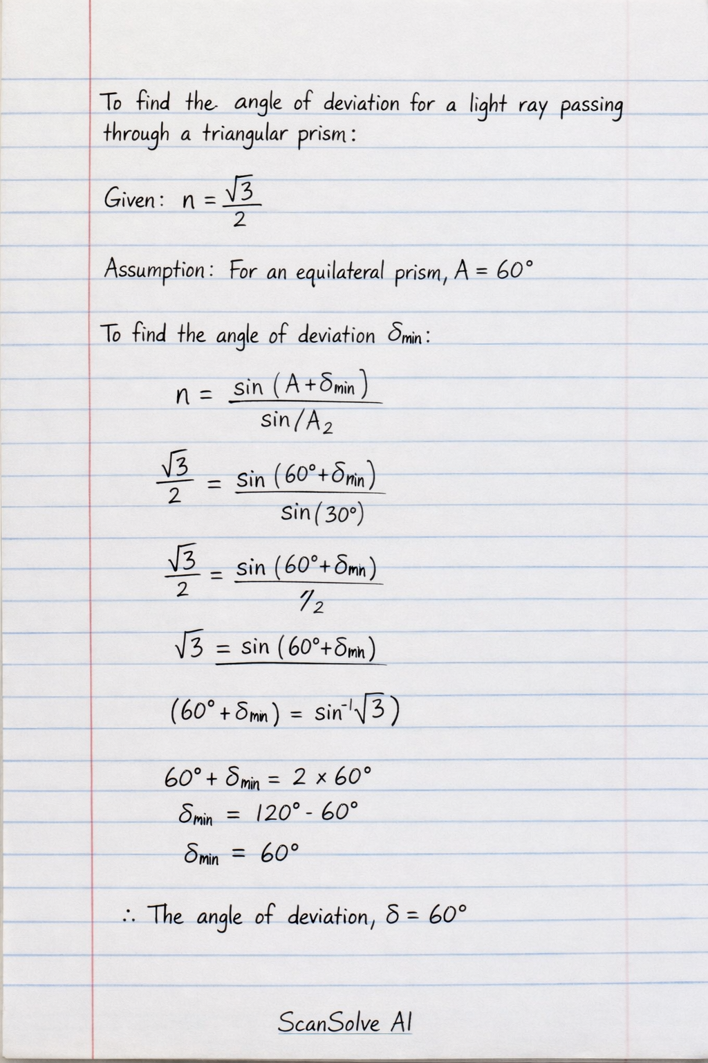Handwritten step-by-step solution