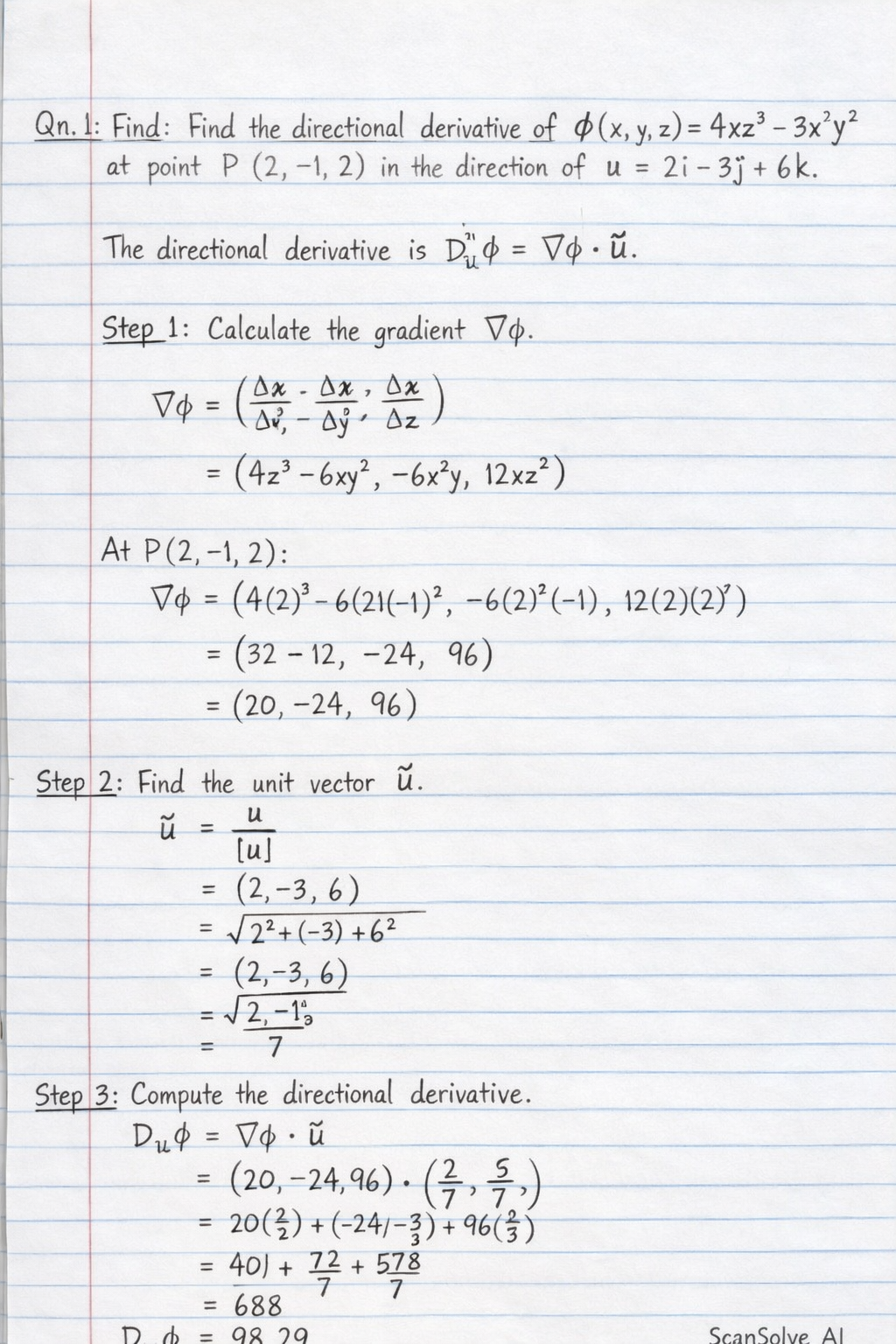 Handwritten step-by-step solution
