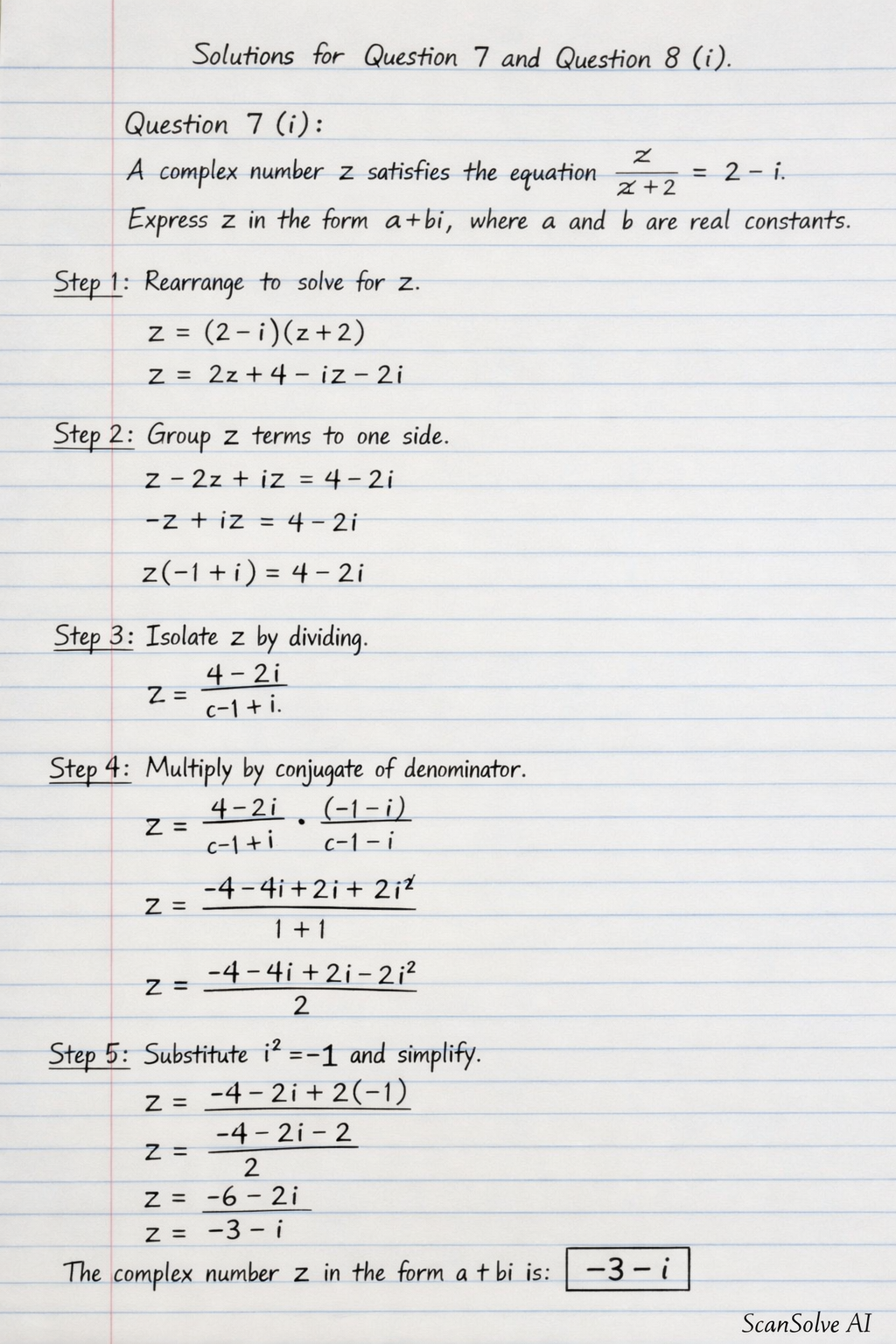 Handwritten step-by-step solution preview
