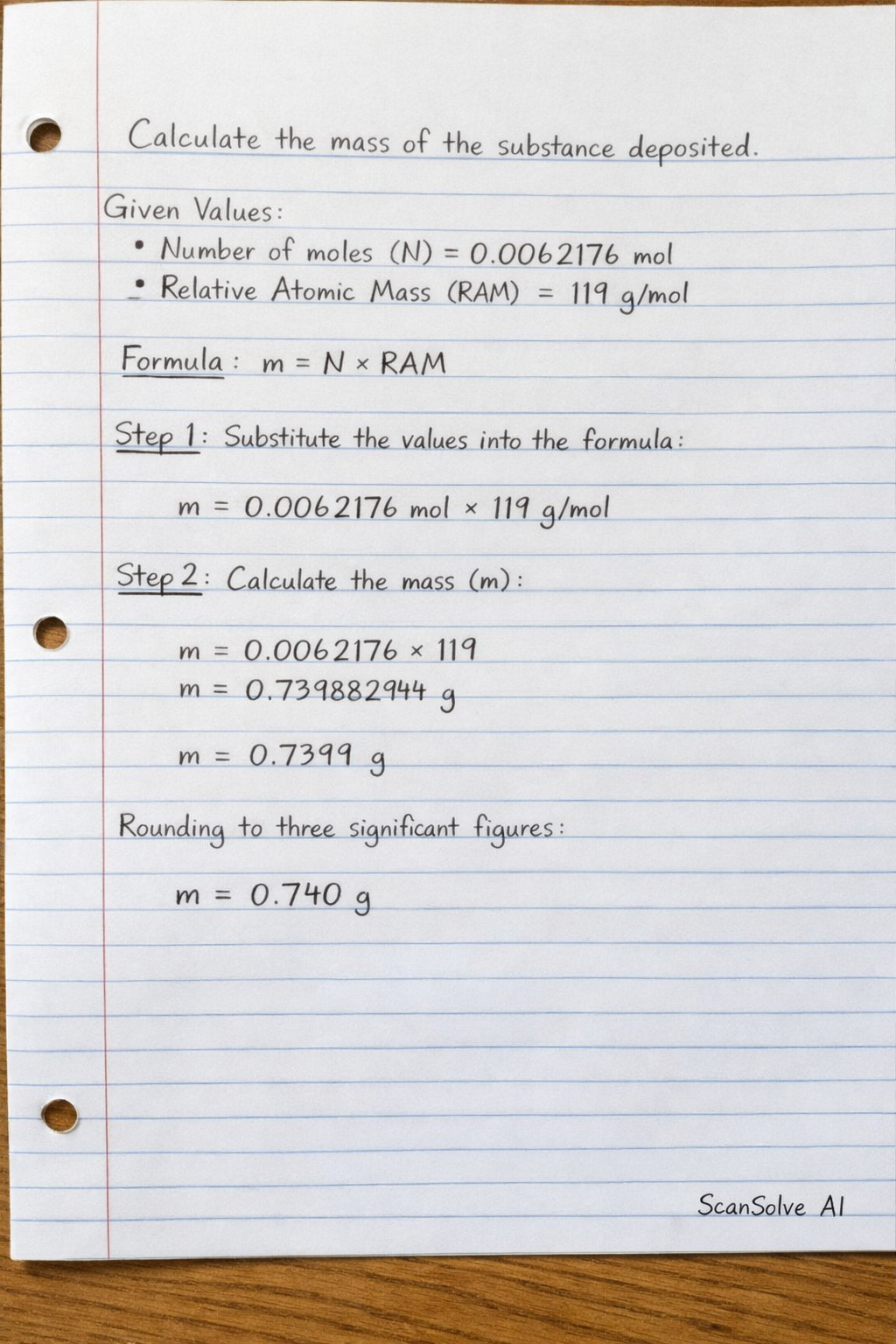 Handwritten step-by-step solution