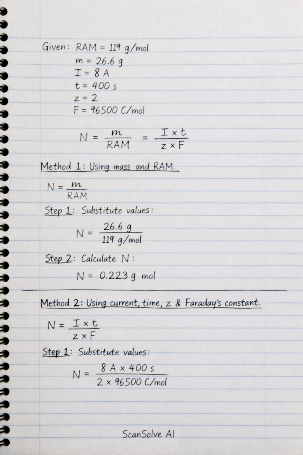 Handwritten step-by-step solution preview
