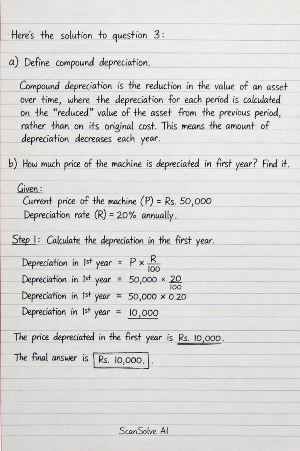 Handwritten step-by-step solution