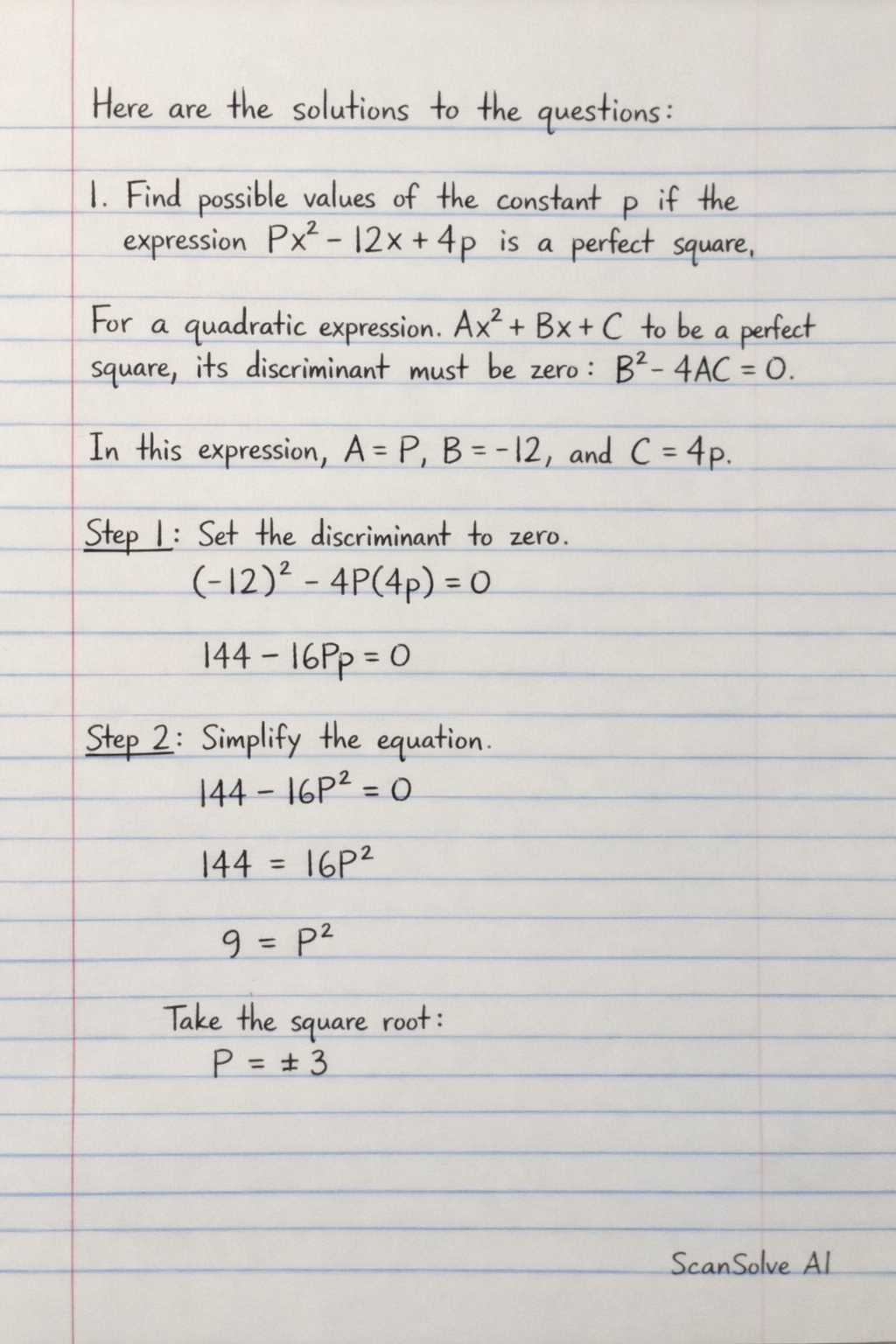 Handwritten step-by-step solution