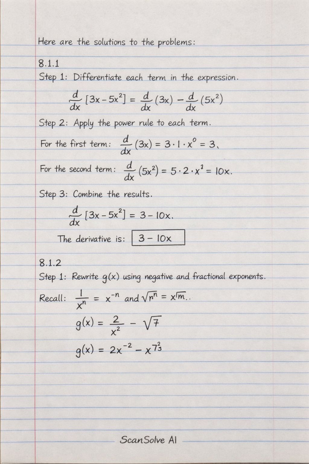 Handwritten step-by-step solution preview