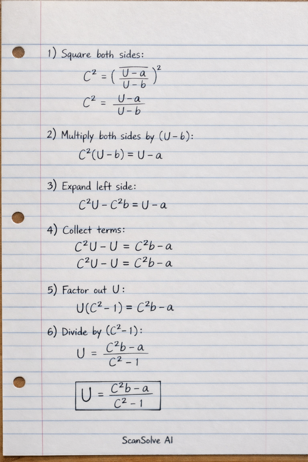 Handwritten step-by-step solution
