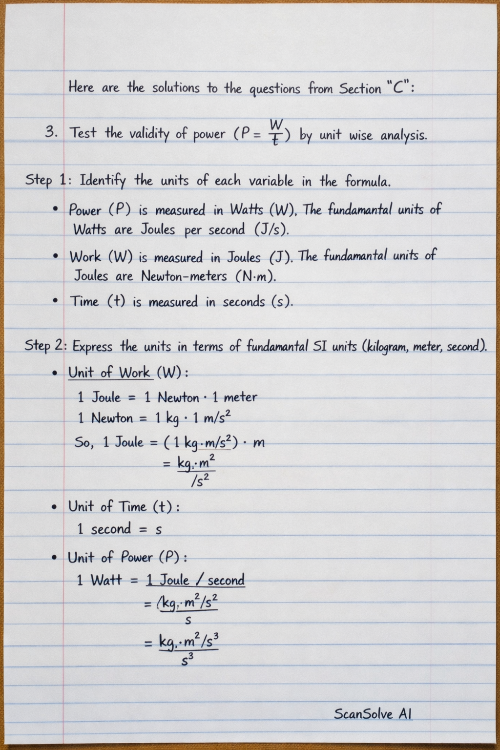 Handwritten step-by-step solution