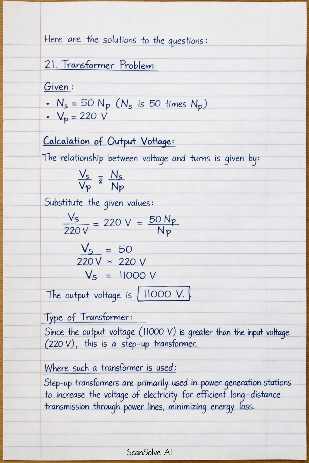 Handwritten step-by-step solution