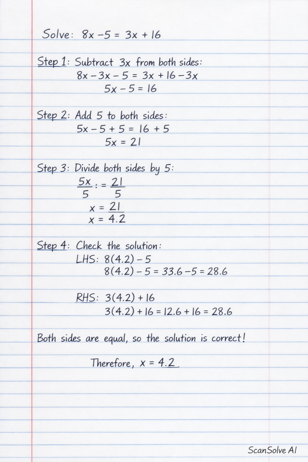 Handwritten step-by-step solution