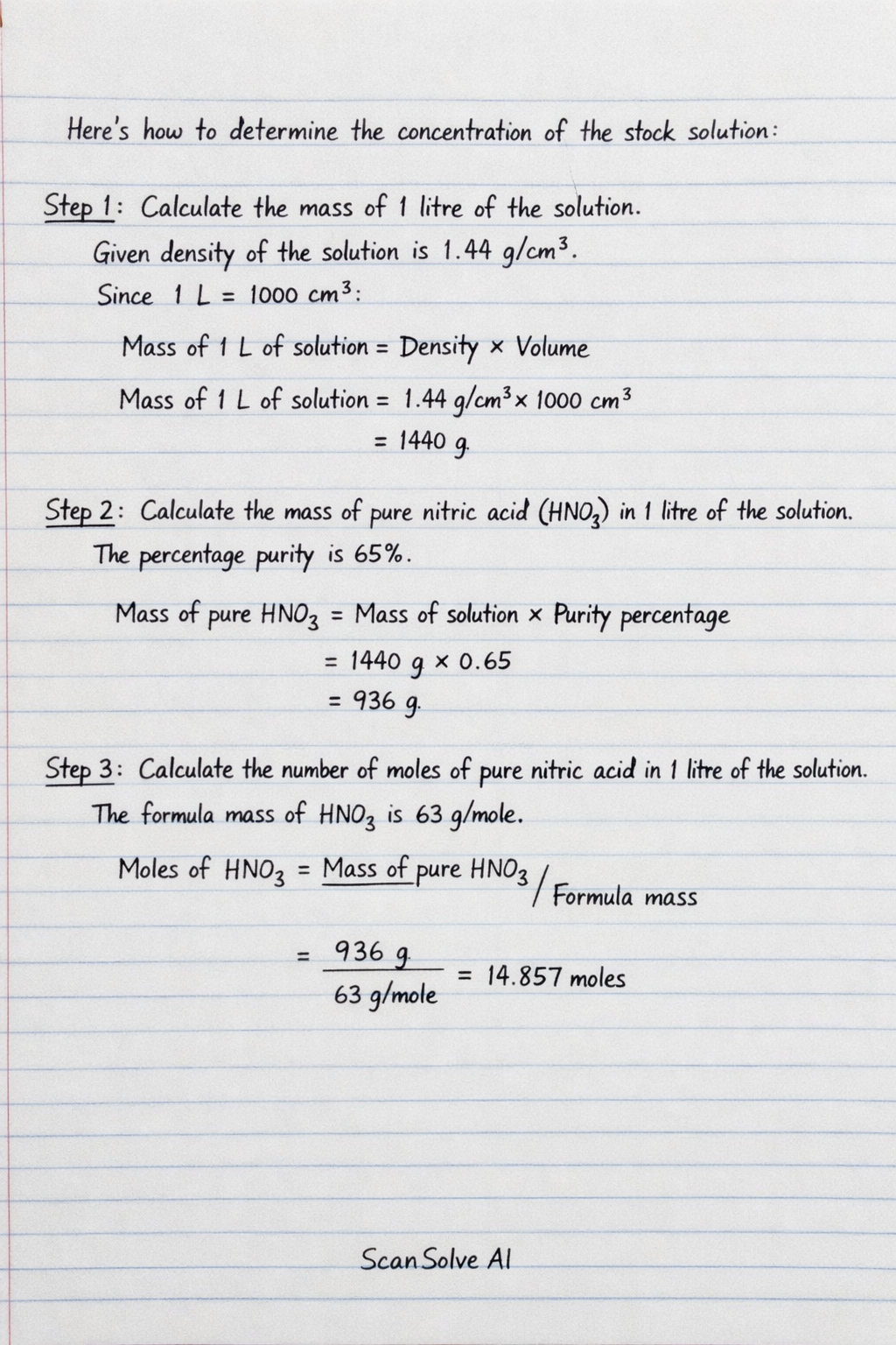 Handwritten step-by-step solution