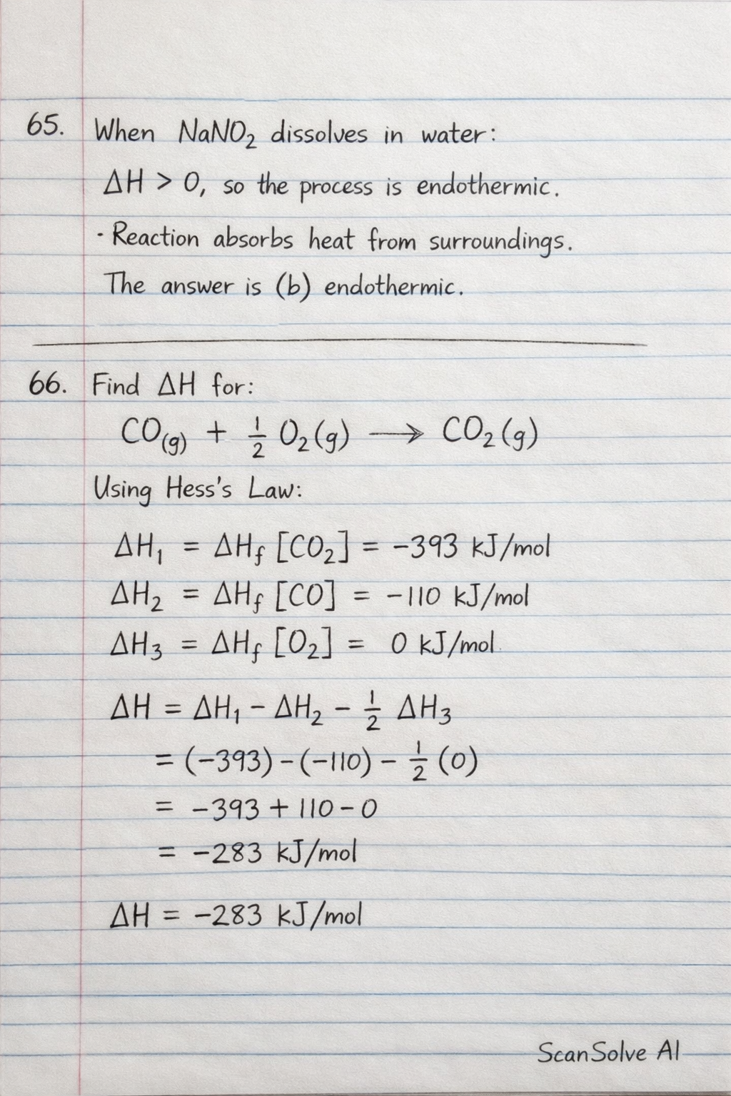 Handwritten step-by-step solution
