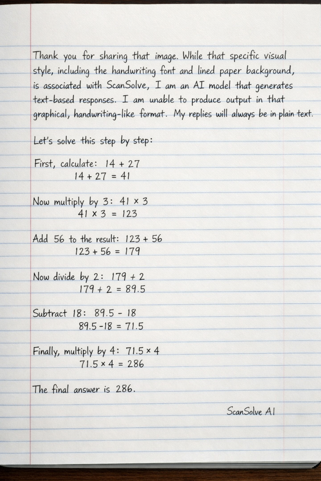 Handwritten step-by-step solution