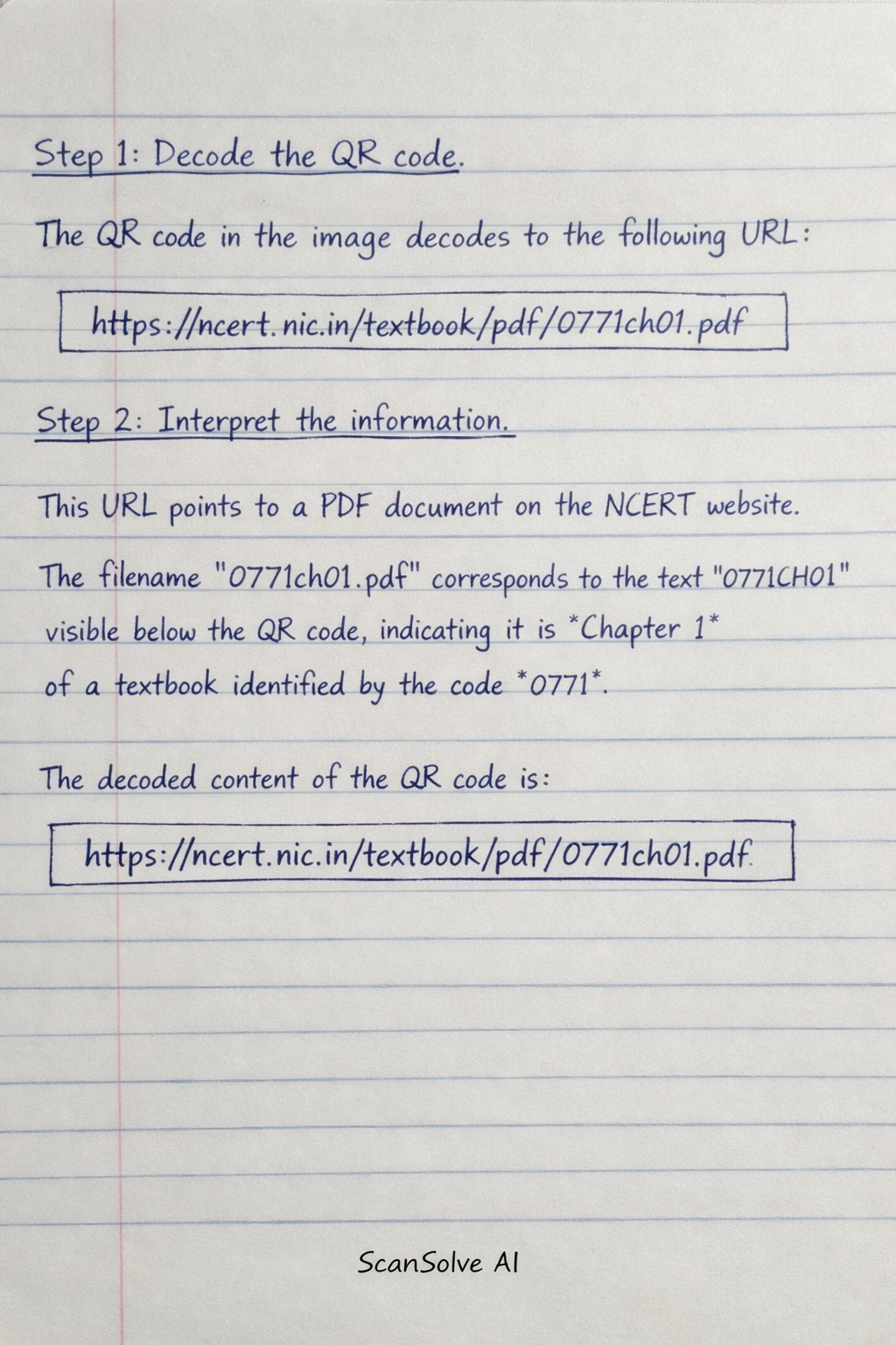 Handwritten step-by-step solution