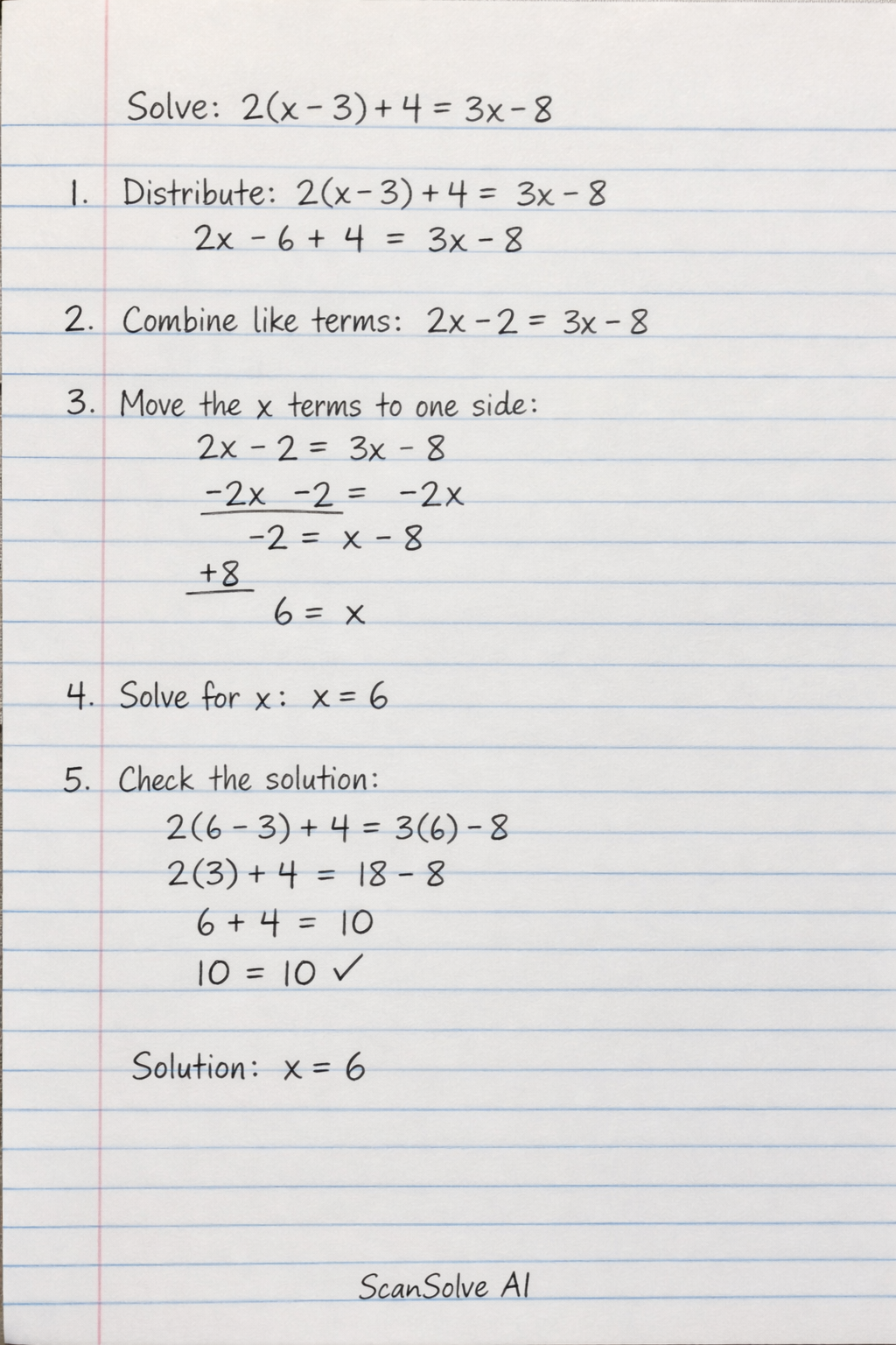 Handwritten step-by-step solution