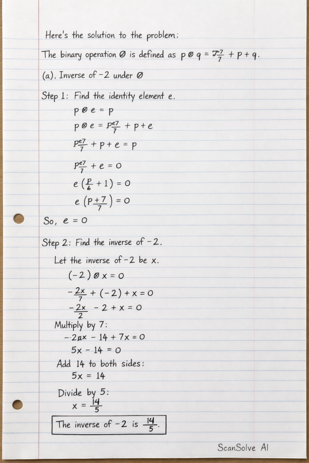 Handwritten step-by-step solution