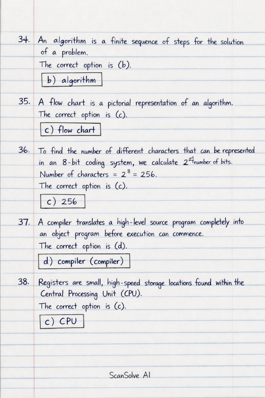 Handwritten step-by-step solution