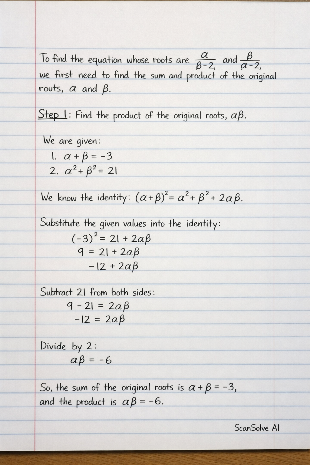 Handwritten step-by-step solution preview