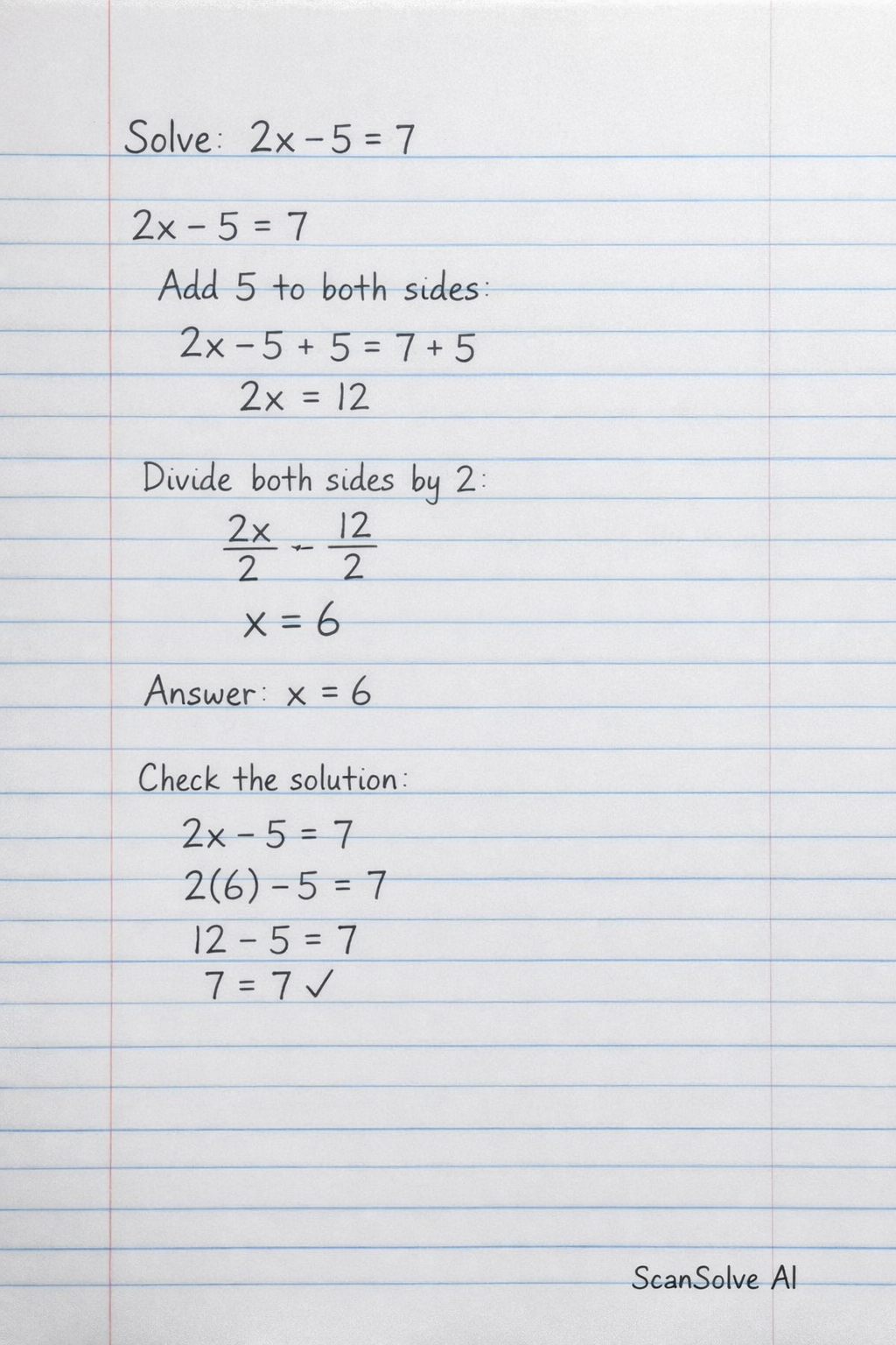 Handwritten step-by-step solution