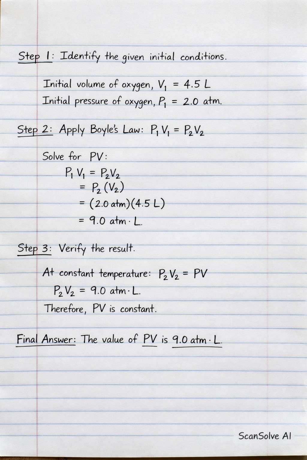 Handwritten step-by-step solution