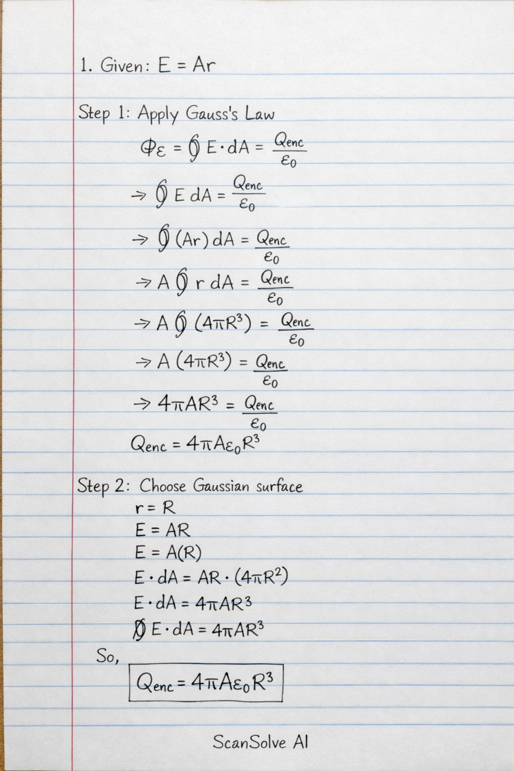 Handwritten step-by-step solution