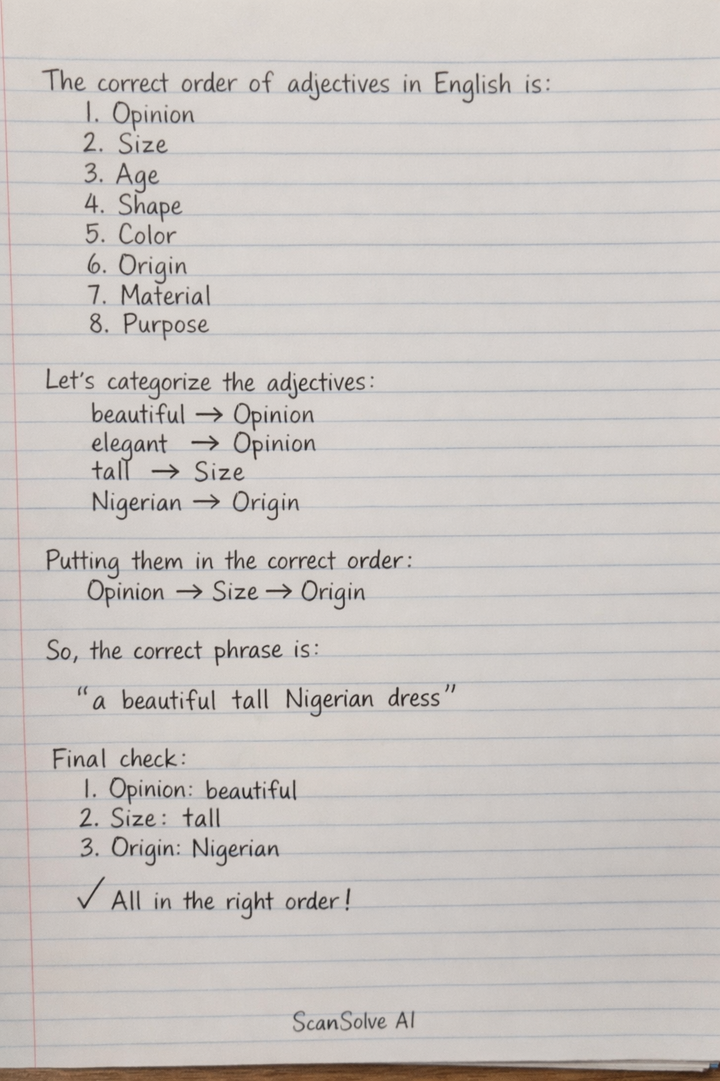 Handwritten step-by-step solution
