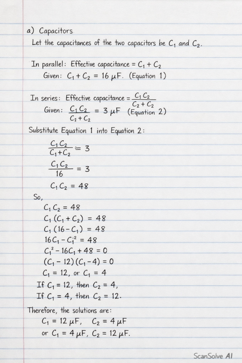 Handwritten step-by-step solution