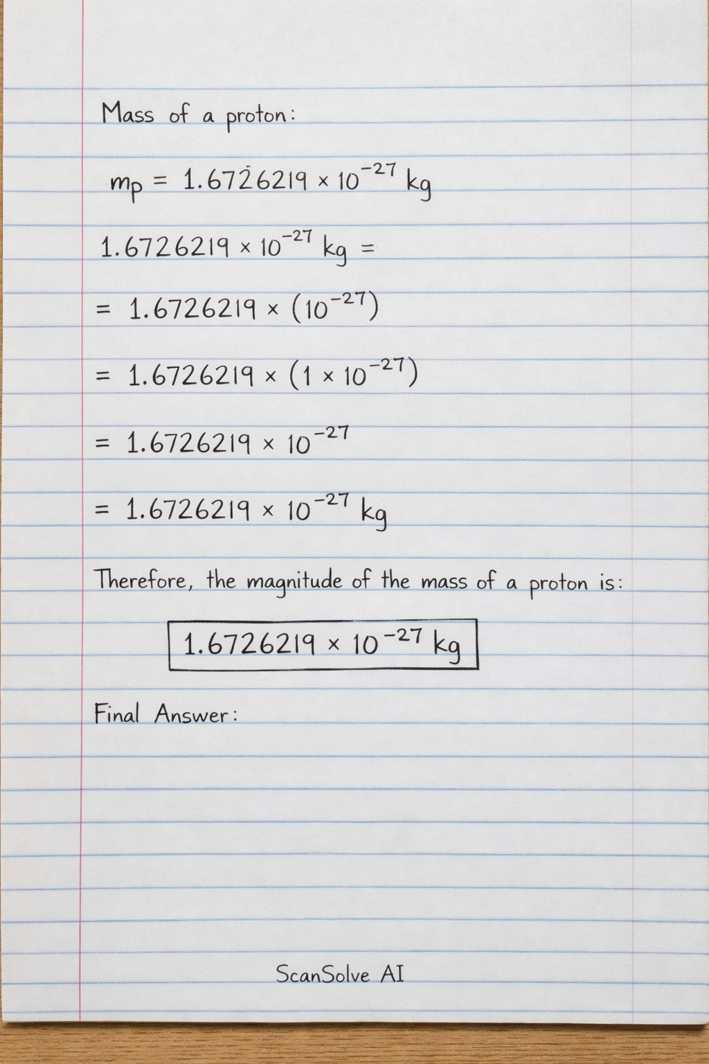 Handwritten step-by-step solution