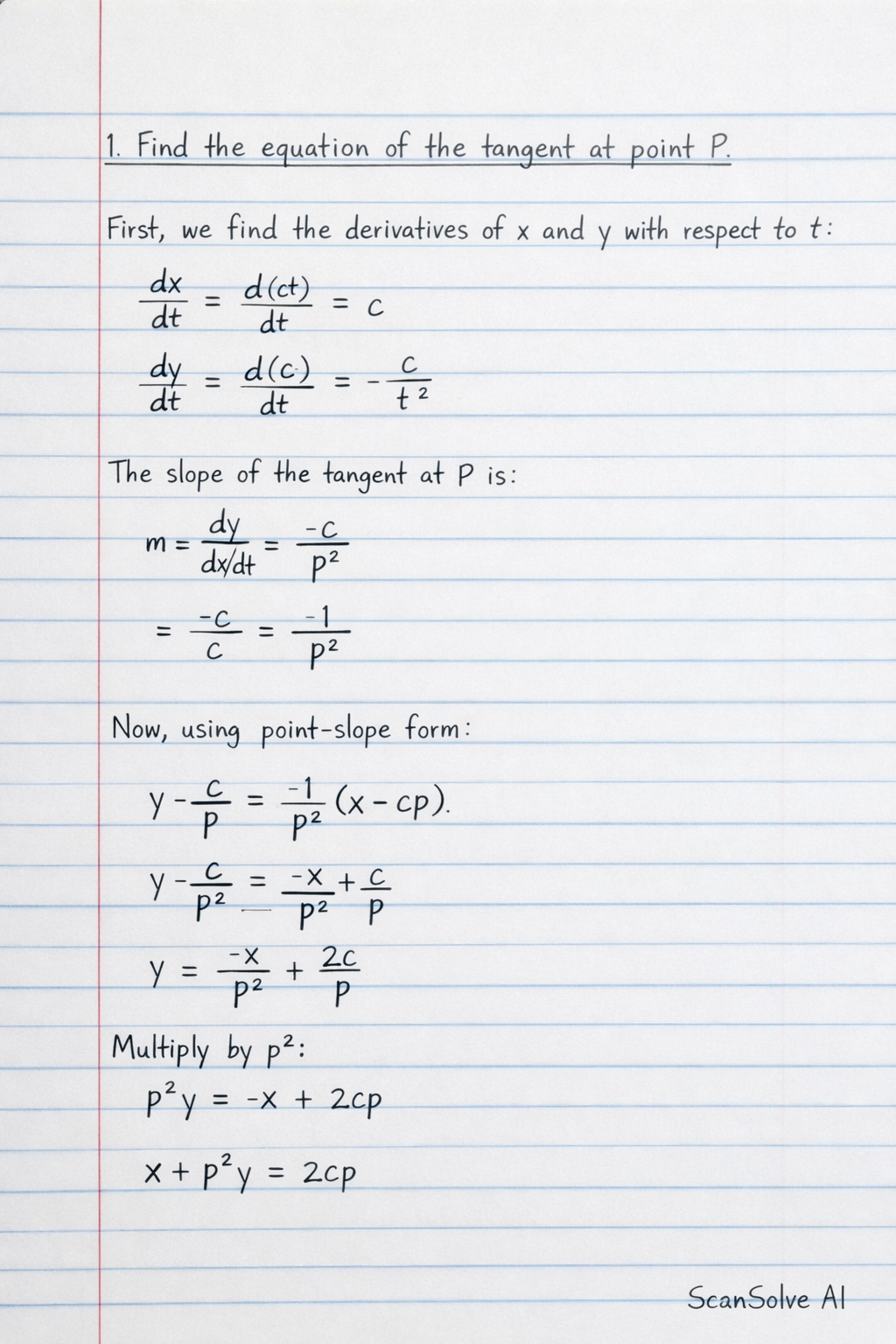 Handwritten step-by-step solution