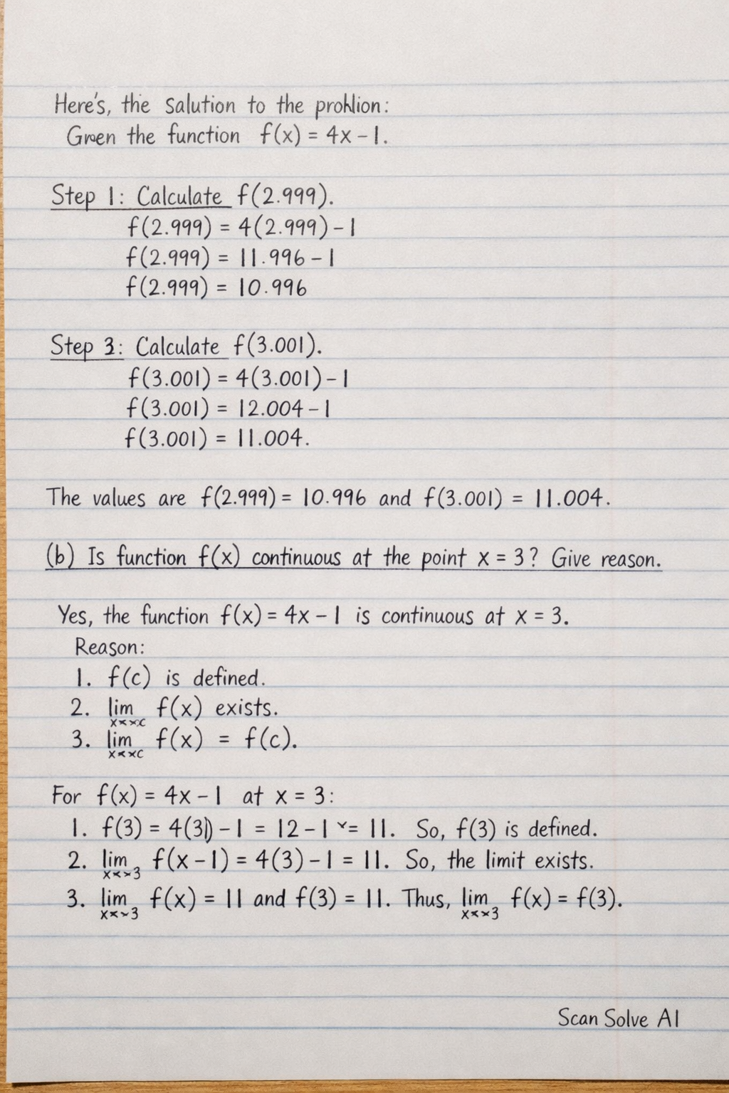 Handwritten step-by-step solution