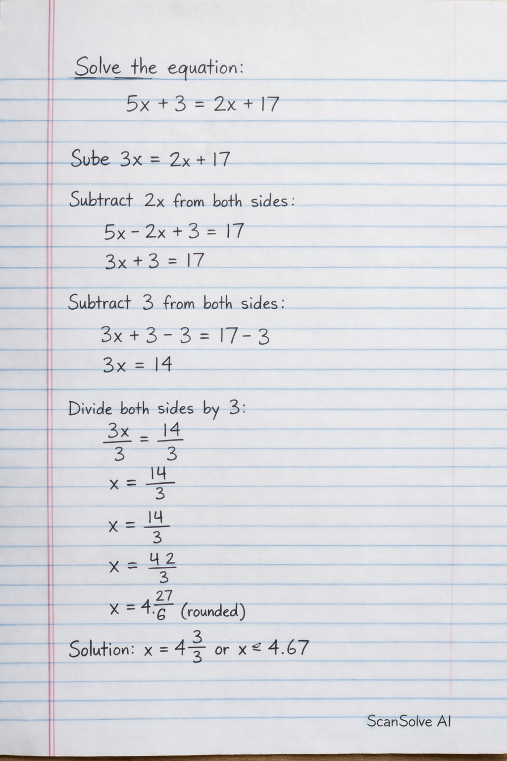 Handwritten step-by-step solution