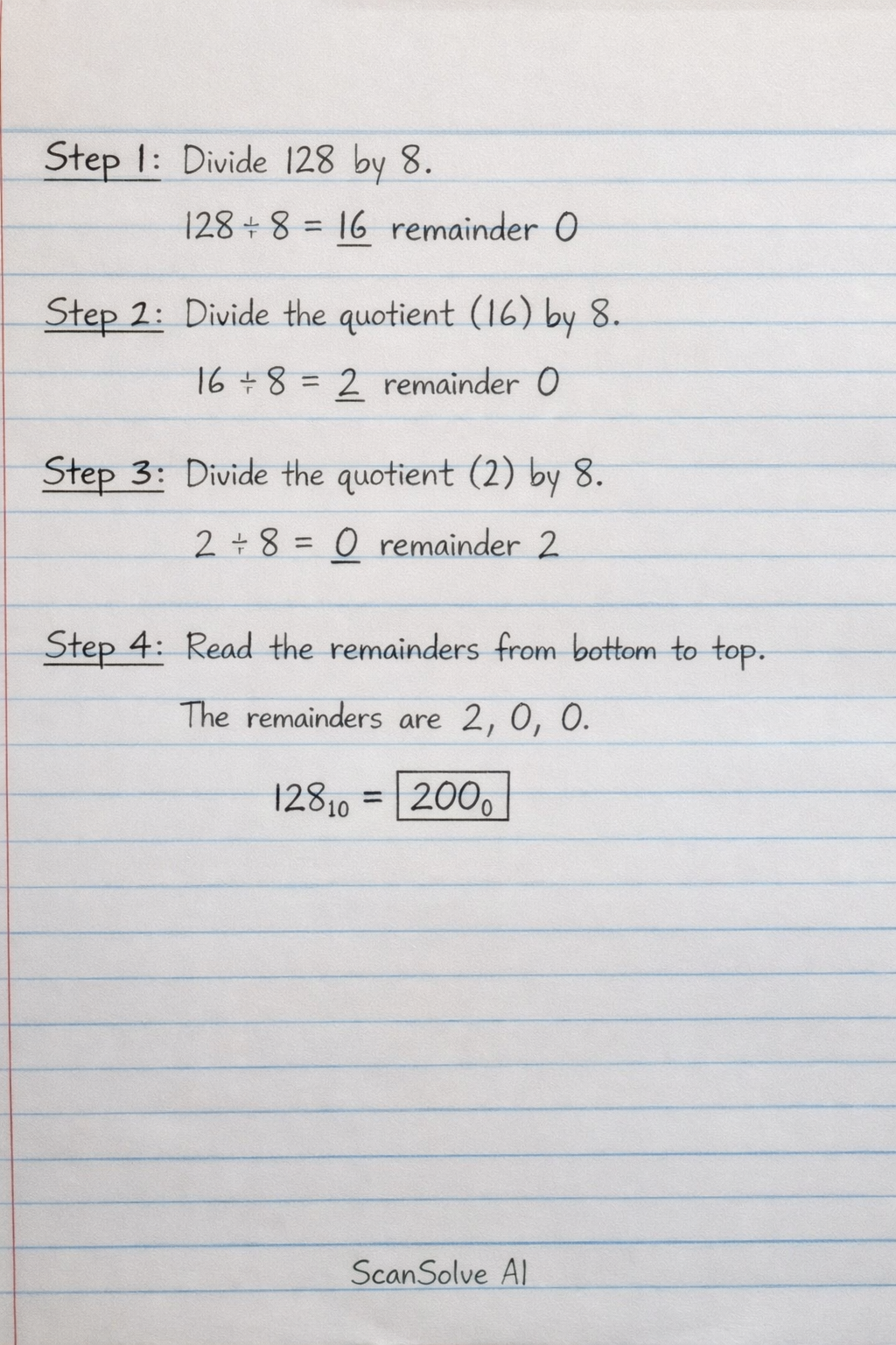 Handwritten step-by-step solution