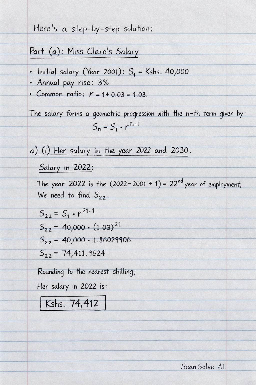 Handwritten step-by-step solution preview