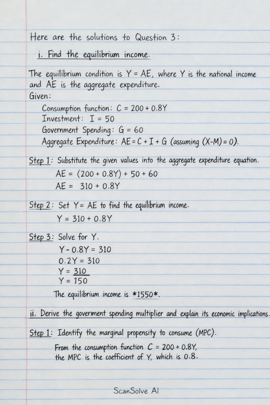 Handwritten step-by-step solution