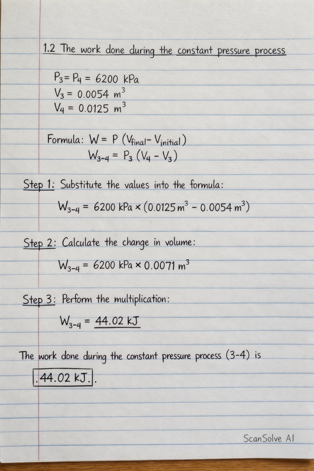 Handwritten step-by-step solution