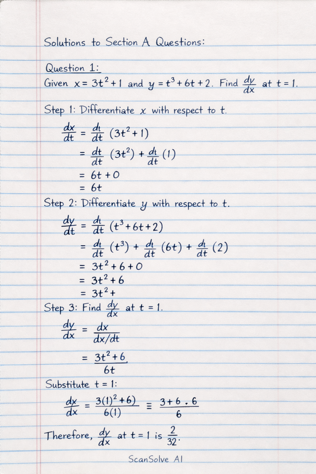 Handwritten step-by-step solution