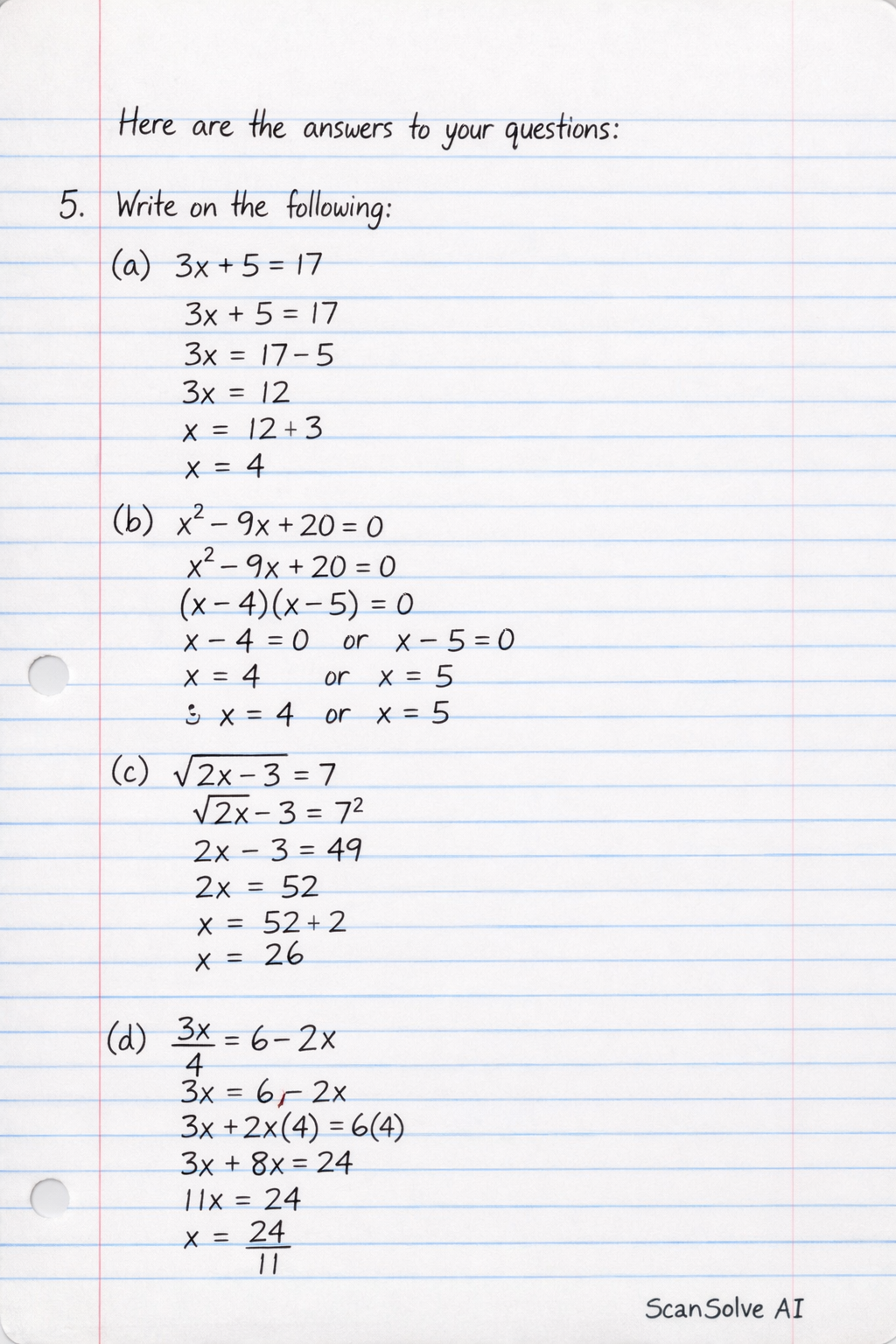 Handwritten step-by-step solution