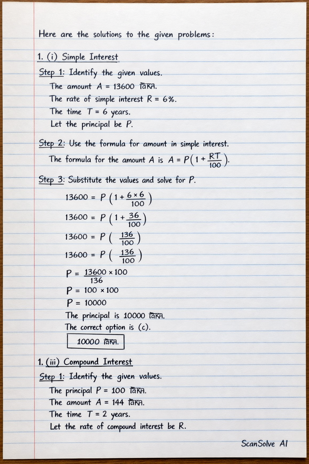 Handwritten step-by-step solution preview